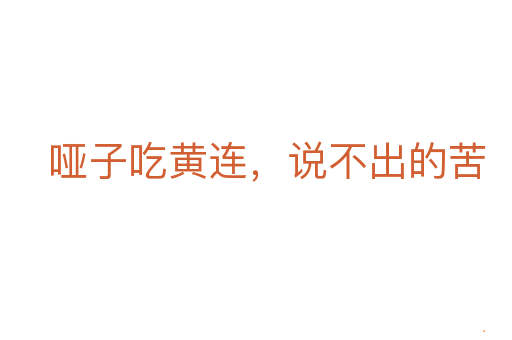 哑子吃黄连,说不出的苦